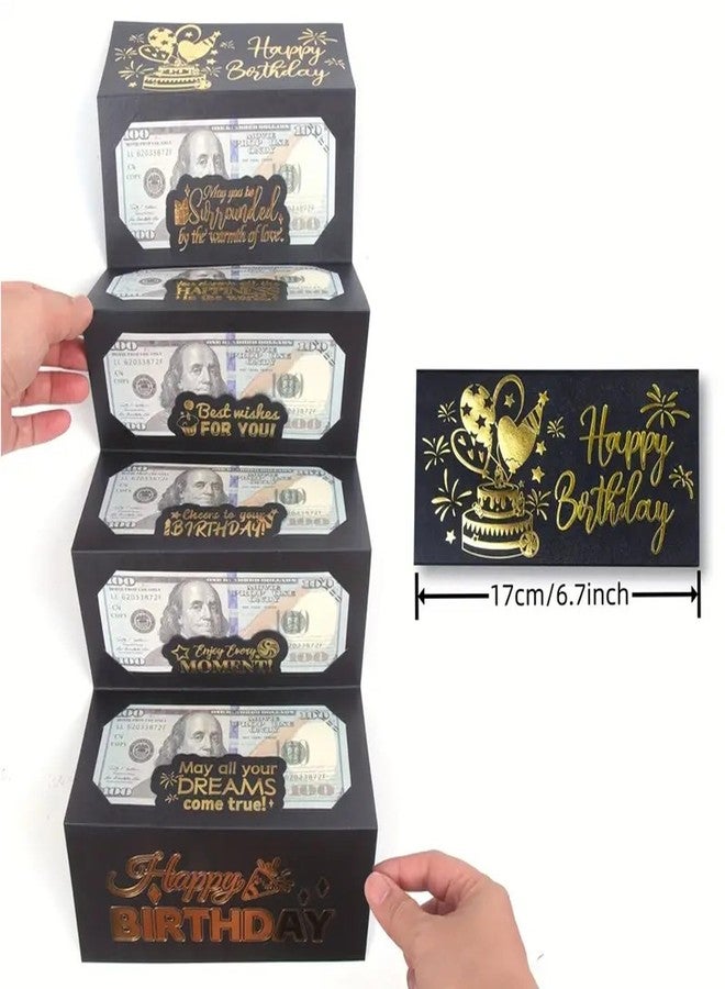Neioaas Happy Birthday Money Holder for Cash Gift Card, Surprise Money Holder with 6 Slots, Festive Cash Gift for Men Women Kids,Money Holder Gift Card for Men Women Girls Boys(Black,Birthday) - Image 2